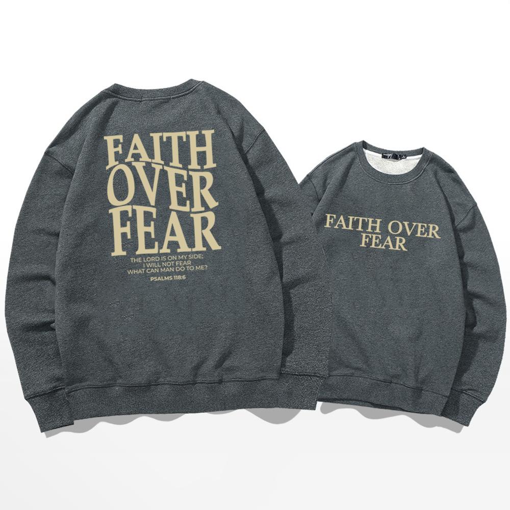 Faith Over Fear Sweatshirt Christian Hoodie Trendy Jumper Bible Verse Sweater Religious Crewneck Sweatshirts Jesus Faith Tops