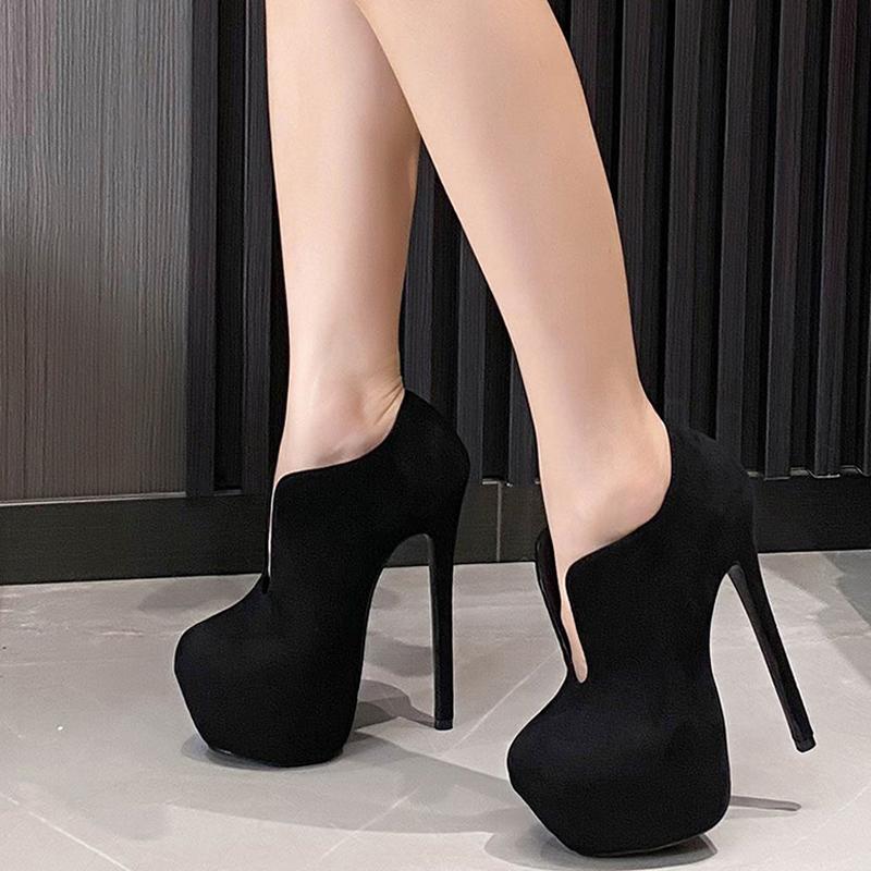 Scarpe col tacco alto da donna Eilyken, eleganti, con plateau solido, stile di strada, punta tonda, traforate, tacco a spillo estremo, scarpe da pole dance