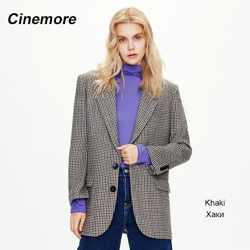 

Cinemore 202, новый клетчатый костюм, женская куртка, тонкая британская ретро-весенне-осенняя модная куртка на пуговицах с лацканами, женское пальто, топ 82192 S хаки