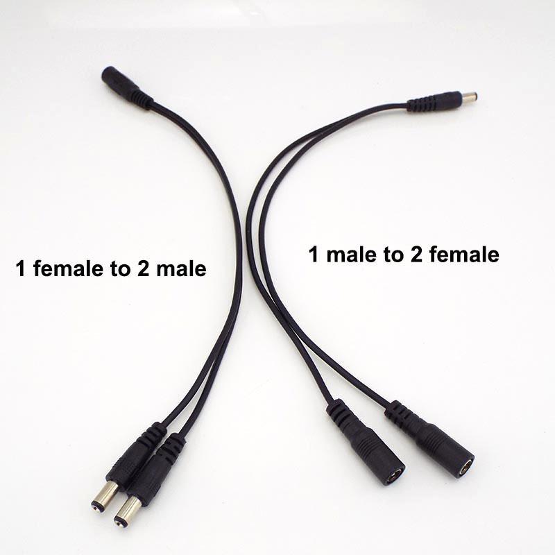8pcs 2 Way 1 DC Male Female To 2 Male Female Splitter Power Connector Adapter Cable 5.5x2.1 Plug Extend Strip Cord Wholesale