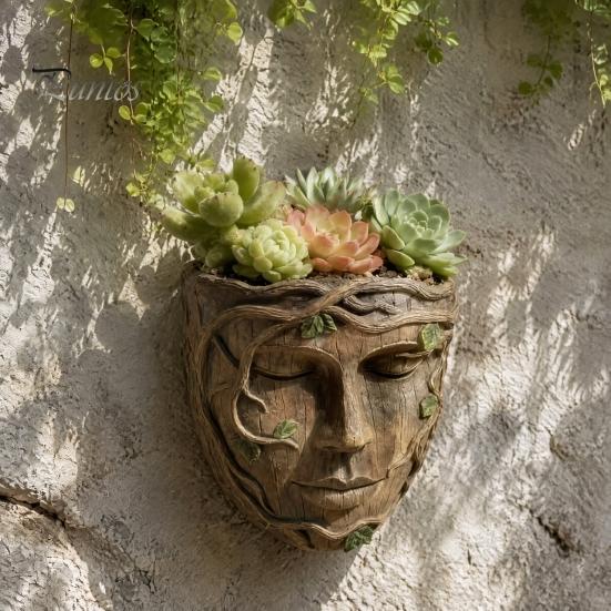 Dreidimensionale Baumskulptur Gesichter Außen Dekoration, Lustige Garten Gesichts Dekoration, Wetterfeste Terrassenwand Harz Umarmungs Kunst für Hof Dekoration
