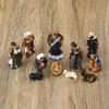 62KD 11pcs Mini Nativity Scene Figurine Set Holy Family Scene Resin Miniature Figurines Holiday Tabletop Decor for Christmas