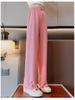 2024 Girls' Summer Ice Silk Straight-Leg Pants - Thin, Loose, Long-Leg Design for Big Kids