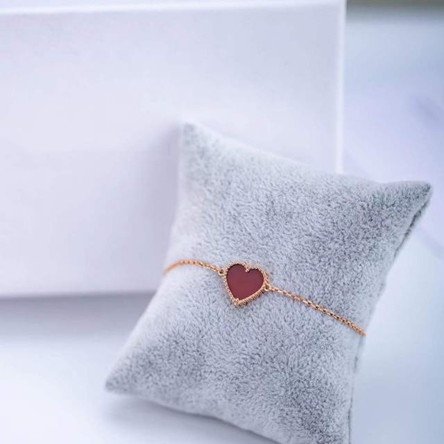 

Европейские модные ювелирные изделия из стерлингового серебра 925 пробы с сердоликом Love Lady браслет милый романтический бренд роскошный подарок 18cm-18.5cm