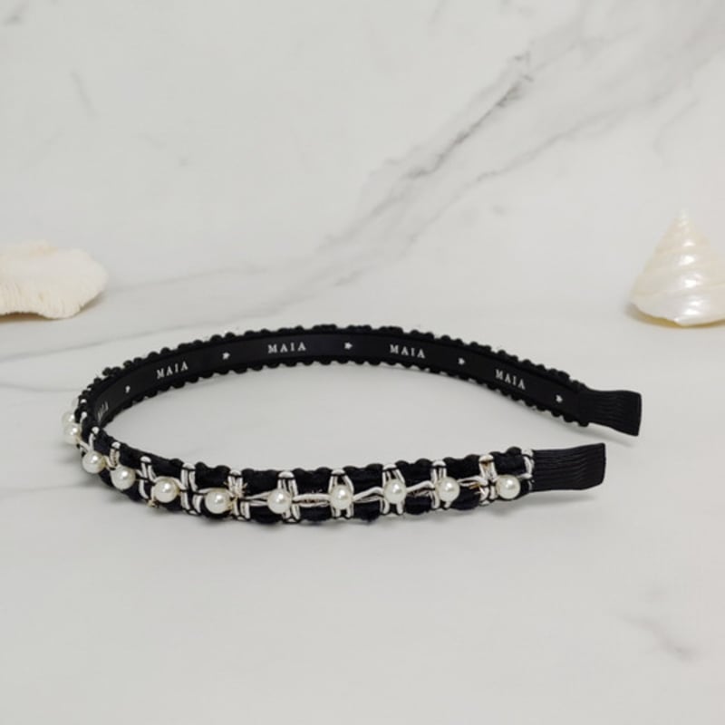 MAIA Perlen Stirnband - Schwarz