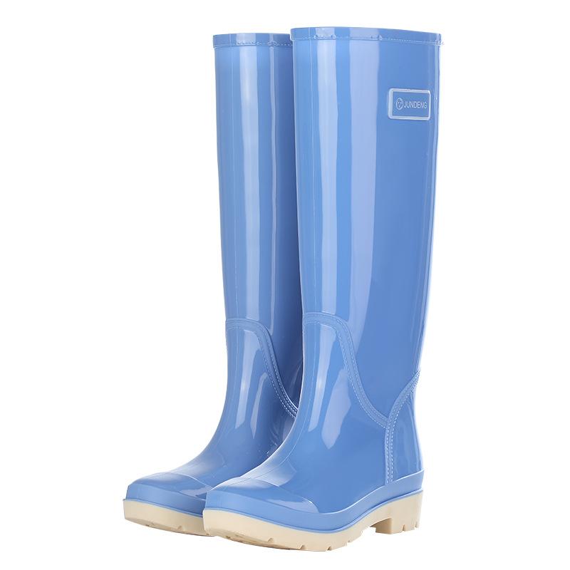 Extra high women's rain boots thickened anti-skid rainy day travel women's rain shoes canteen cleaning waterproof glue shoes women's water shoes