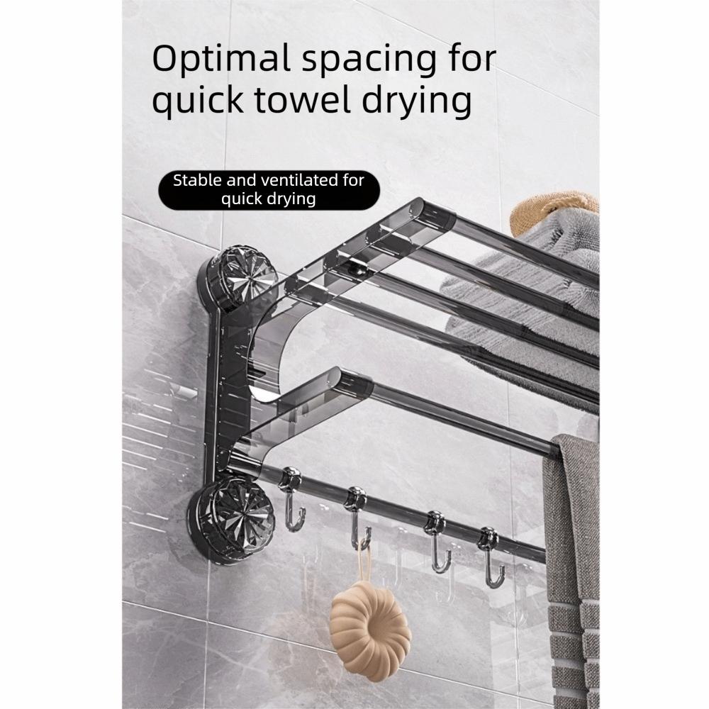 Wall Mount Toilet Storage Rack Vacuum Suction Cup Towel Rack Bathroom Towel Holder With Hook  Home