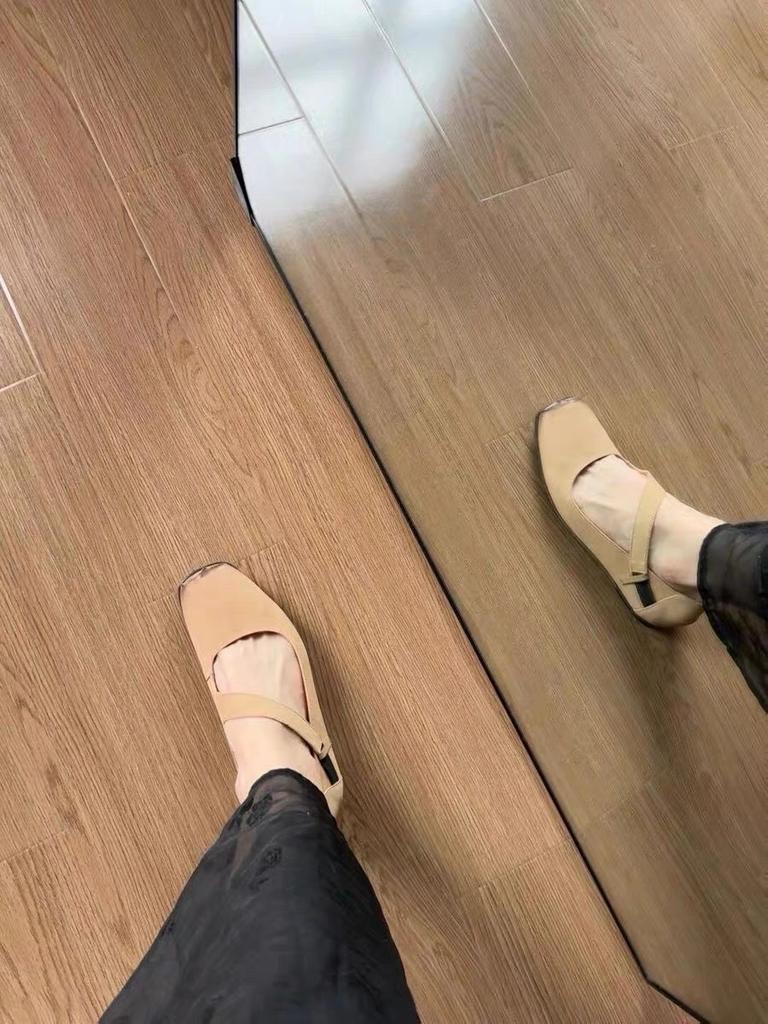 2025 new soft-soled ballet shoes, square head flat-soled French single shoes for women, retro Mary Jane pig nose shoes for women