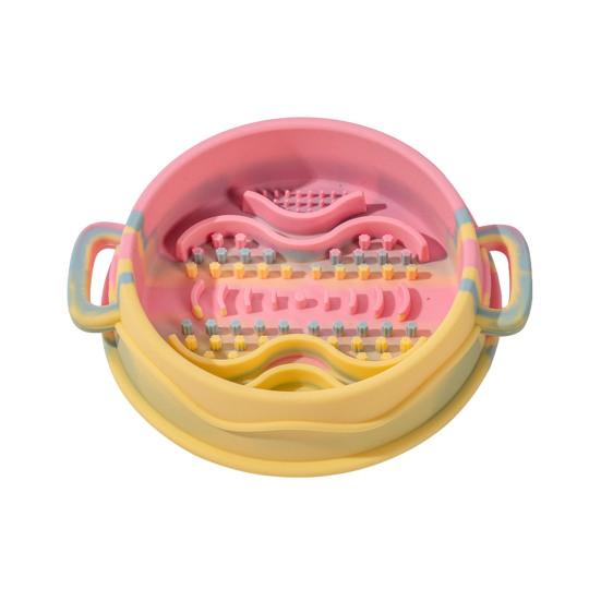

Pet Slow Feeder Bowl Silicone Dog Slow Eating Bowl with Double Handles Non-Slip Pet Feeding Dish with Suction Cups for Large Small Dogs Cats рожевий