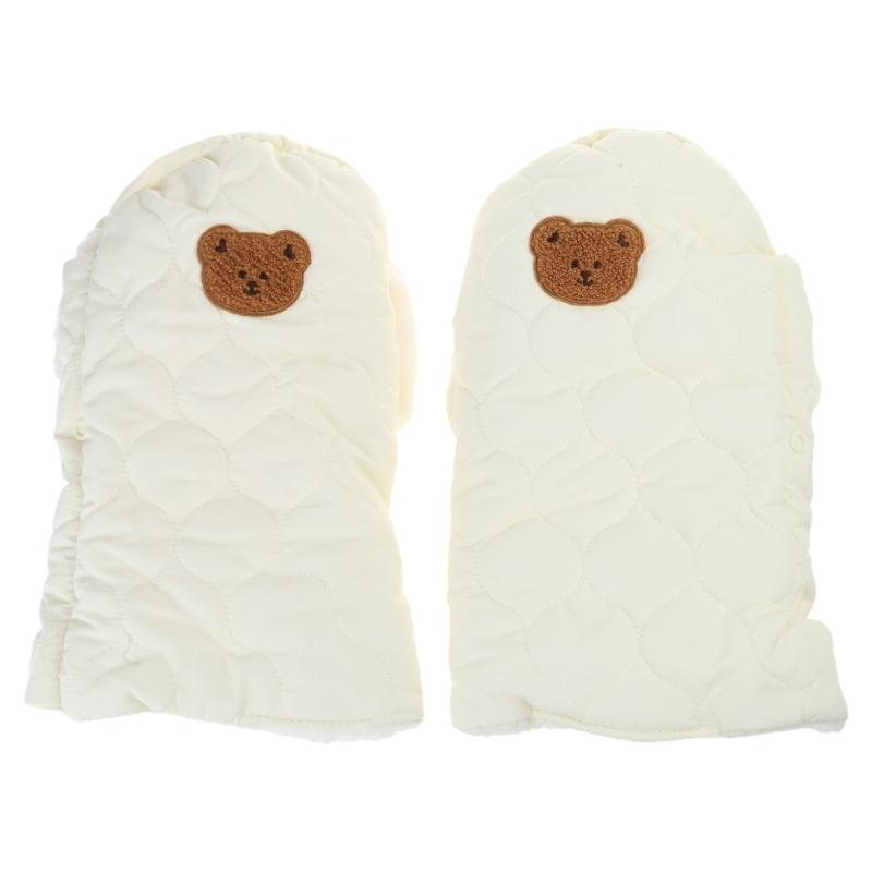 Cartoon Bear Baby Stroller Gloves Toddlers Pram Mittens Windproof Wear-resistant Hand Warmer for Outdoor Activities