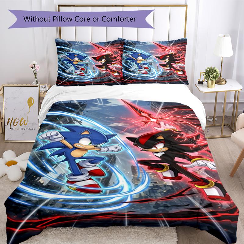 3pcs Sonic Bedding Set Duvet Cover Closure Includes 1 Duvet Cover & 2 Pillowcases, Soft and Comfortable for All Seasons.