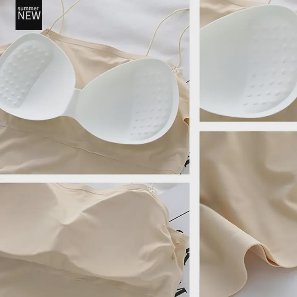 Seamless Ice Silk Camisole: Beautiful Oil Painting Design with Open Back, Tube Top, and No Steel Ring for Women