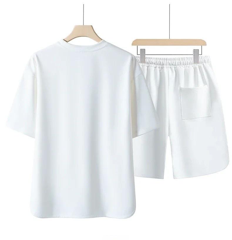 High-End Summer Youth Casual Two-Piece: Arc Hem Shorts & Short Sleeve T-Shirt Set