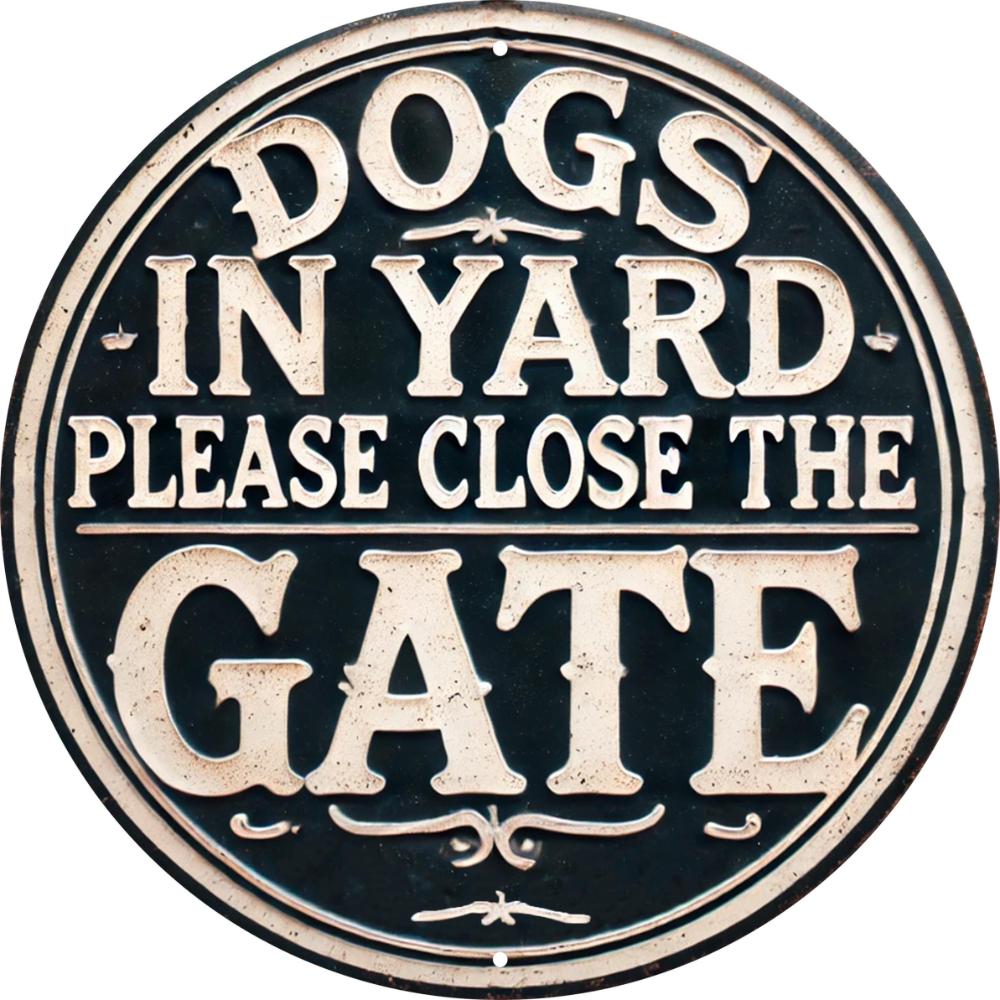 

Vintage Dog In Yard Sign: Please Close Door - 20cm/8in Aluminum Wall Art Decor чёрный
