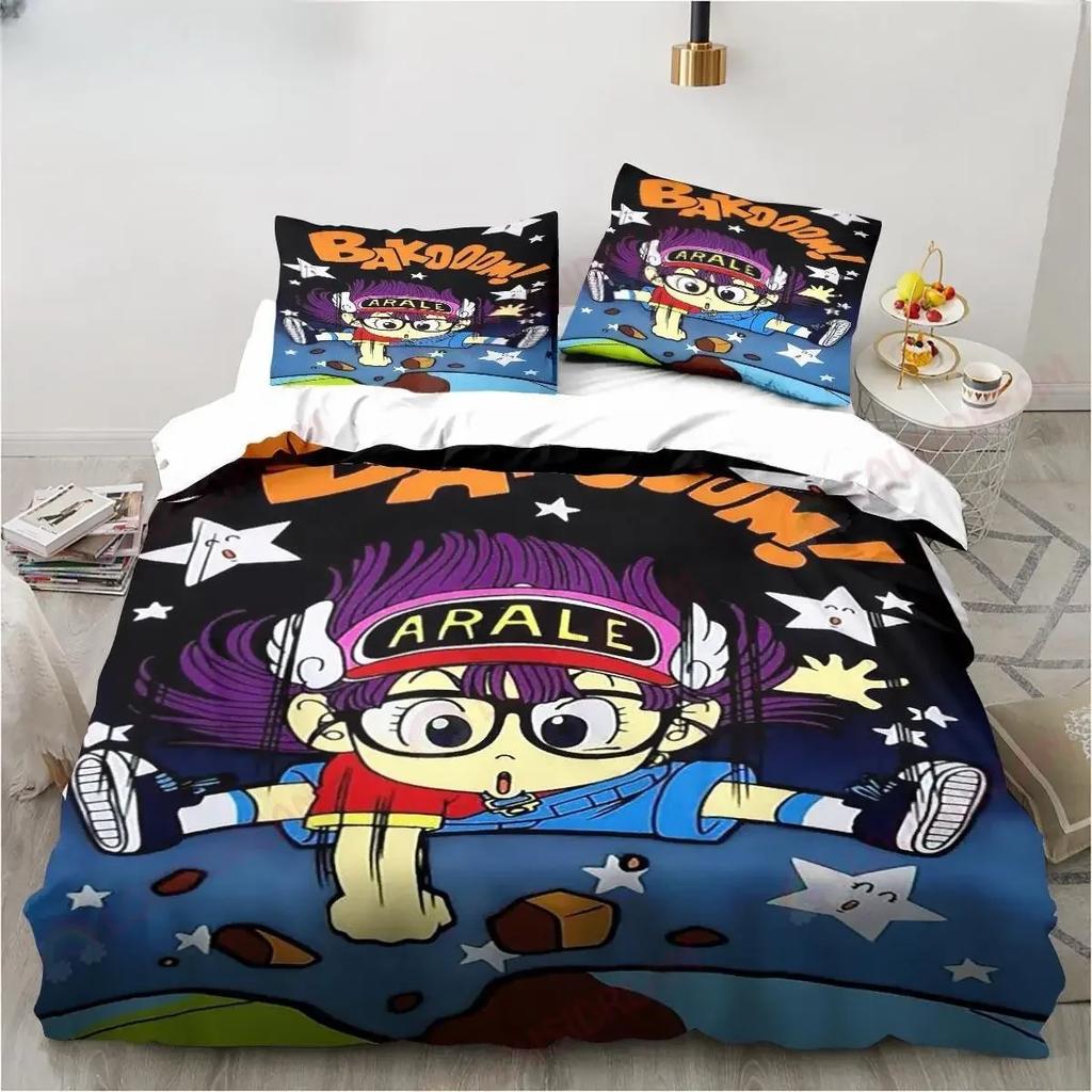 New Cute Cartoon DR S-Slump Arale Anime Bedding Set King Twin Double Microfiber Duvet Cover