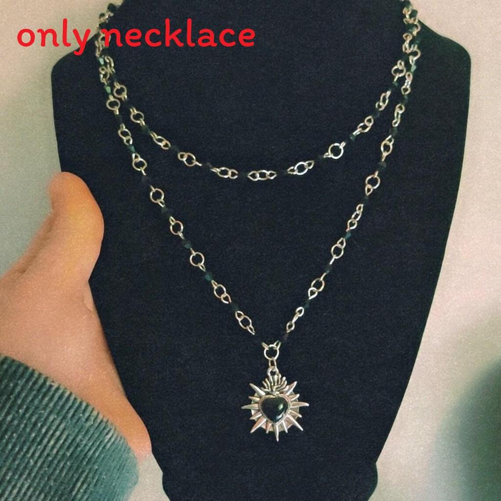 Gothic Heart Shaped Chain Necklace Alloy Pendant For Trendy Fall