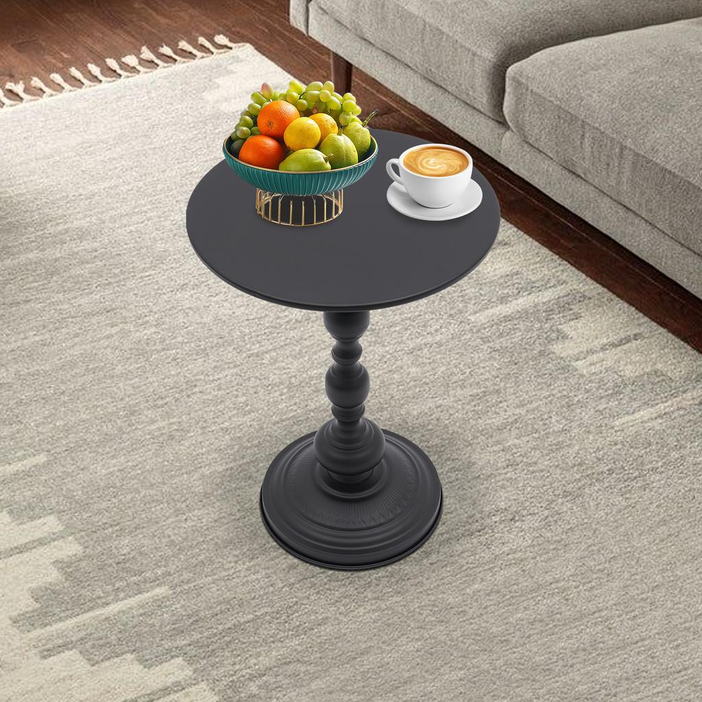 Nightstand & Accent Table, Small Round Side Table for Living Room - Elegant Black, Carbon Steel End Table with 11 lbs Capacity