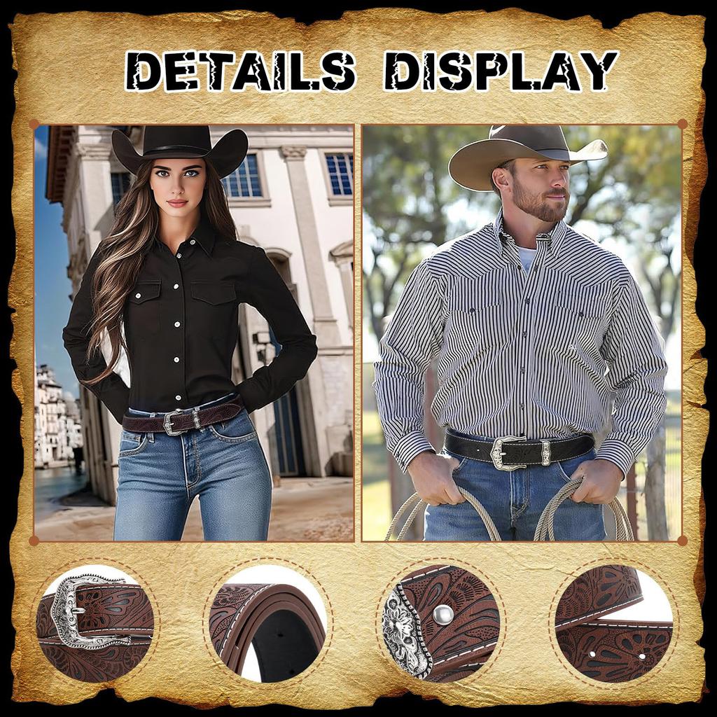 Western Cowboy Belt Adjustable PU Leather Strap Practical Friendly Fashion Accessory For Men Women