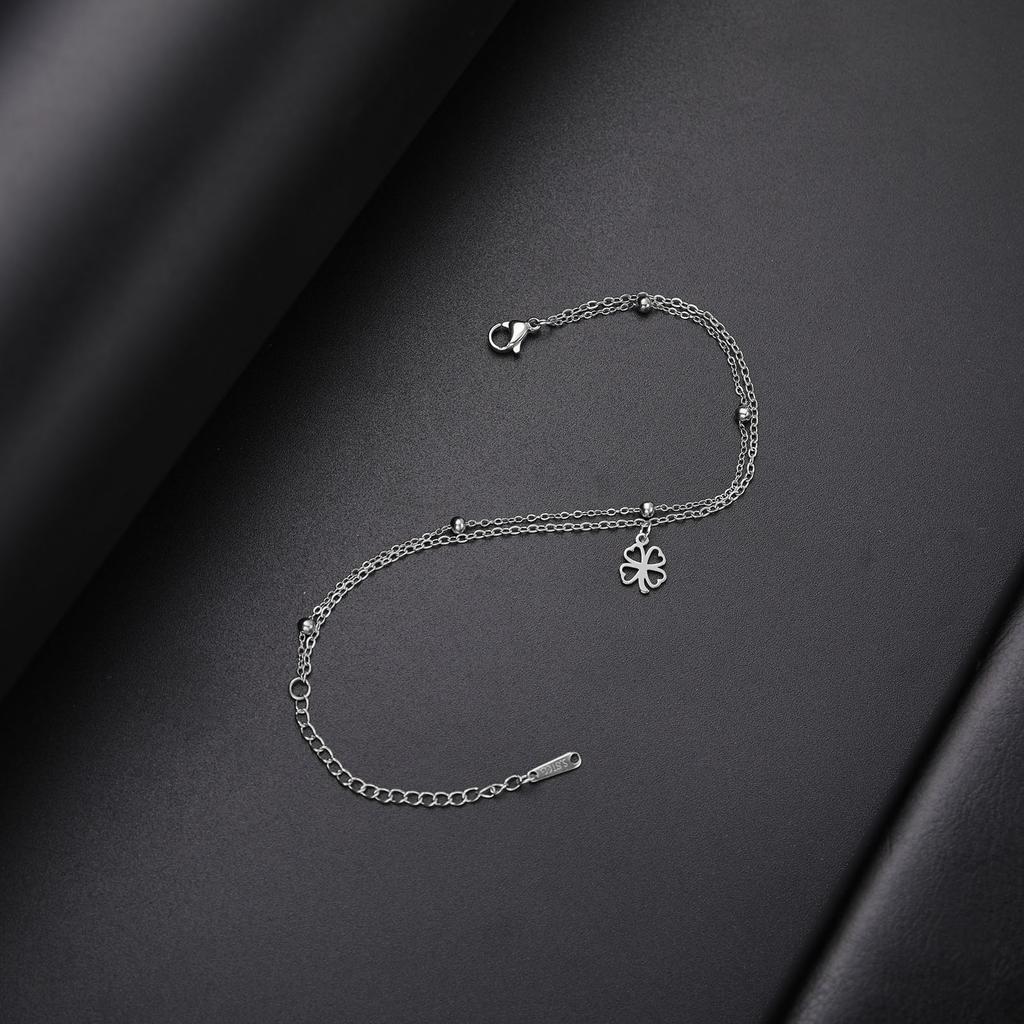 Cazador Four Leaf Clover Bracelet for Women Stainless Steel Lucky Jewelry Double Chain Bracelet on Hand Birthday Gift 2026 New