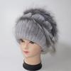 Winter Hand Knitted Real Rex Rabbit Fur Hat Women Warm Quality Rex Rabbit Fur Hats With Fox Fur Lady Natural Soft Real Fur Caps