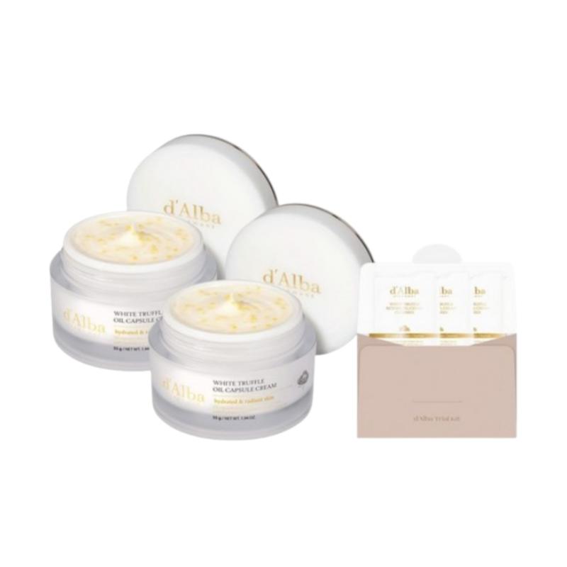 d'Alba White Truffle Oil Capsule Cream 55g X2 + Serum Cleanser 3ml X3