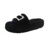 Fashion Slippers Women Fluffy Flip Flops Furry Slides Slipper Ladies Shoes Crystal Hollow Flat Faux Fur Sandals Decor Platform Footwear