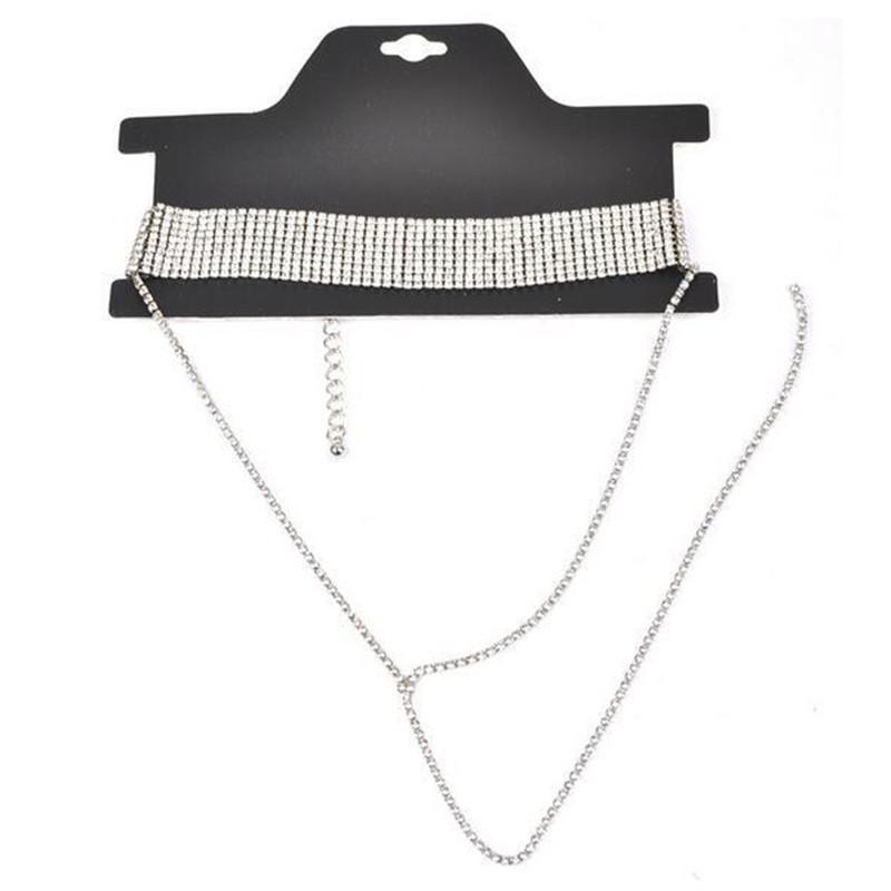 Geometric Alloy Choker Necklace With Rhinestone Embellishments For Fashion Women