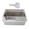 KIMISS Stainless Steel Cat Litter Box, Large Capacity, High Rim To Prevent Splashing, Open Top with Scoop, Semi-Enclosed, Metal, for Pets