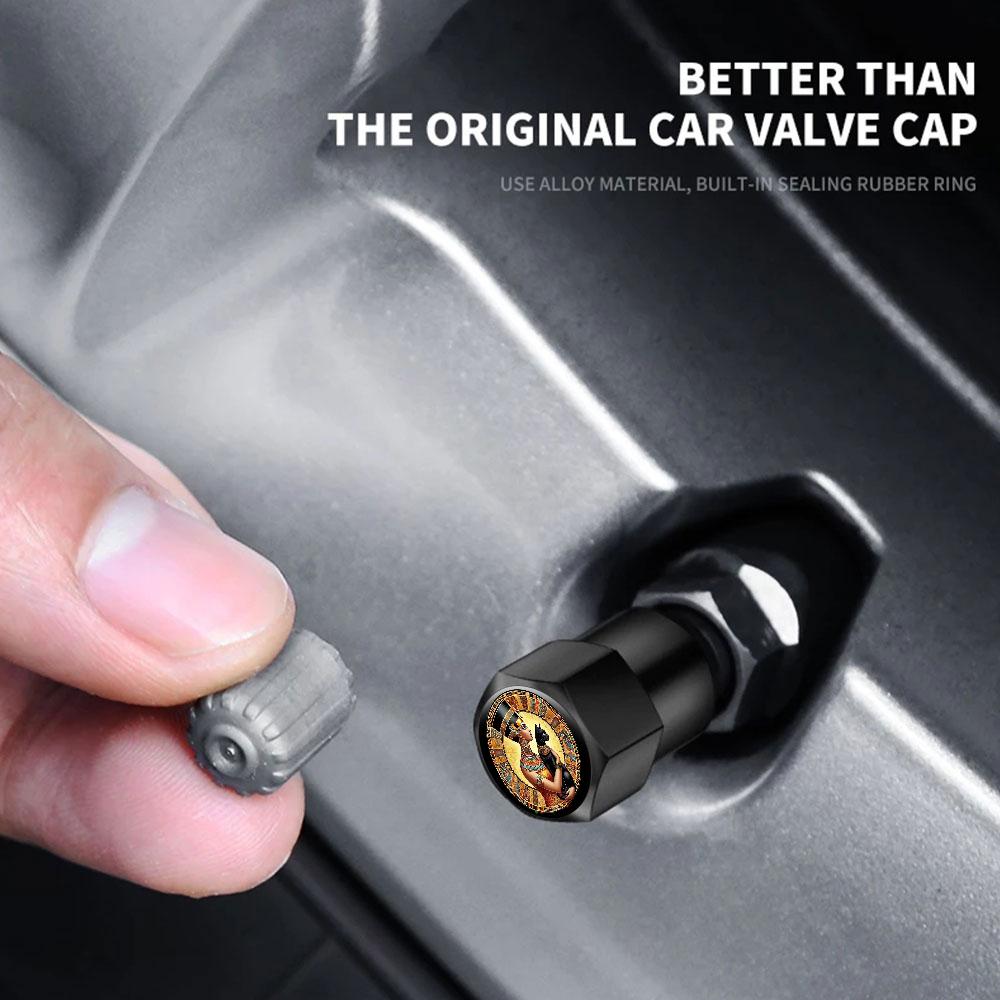 4PCS Universal For Egyptian Queen Cat Car Wheel Tire Air Valve Caps Stem Car Stickers For Cars Motor Auto Accessories Decor Gift