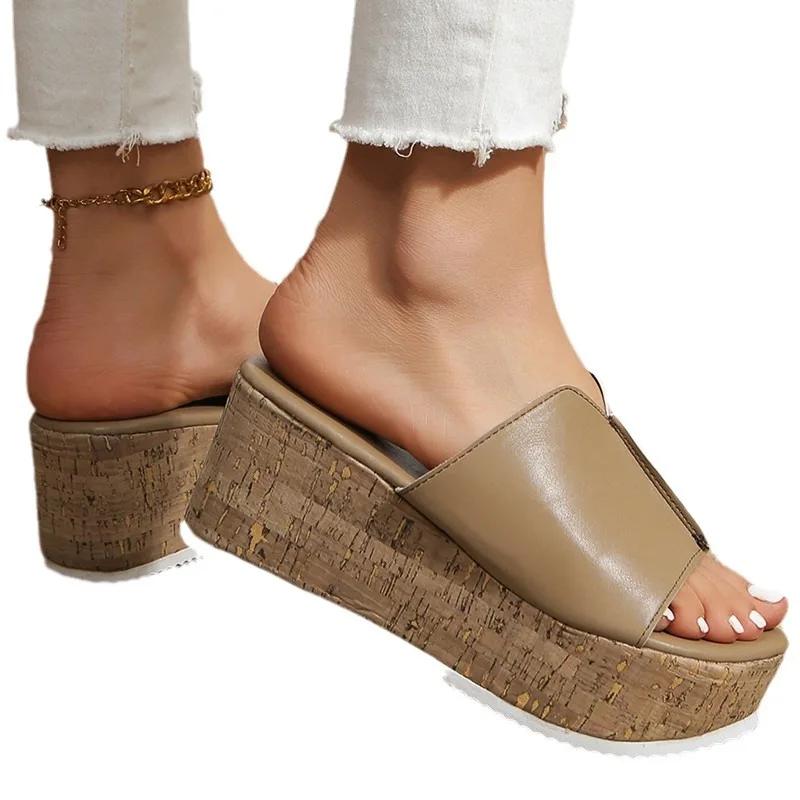 Fashion Shoes for Women 2025 Summer Fashion Platform Wedges Peep Toe Slip on Slippers Women Slides Sandalias De Mujer Plus Size 35-43