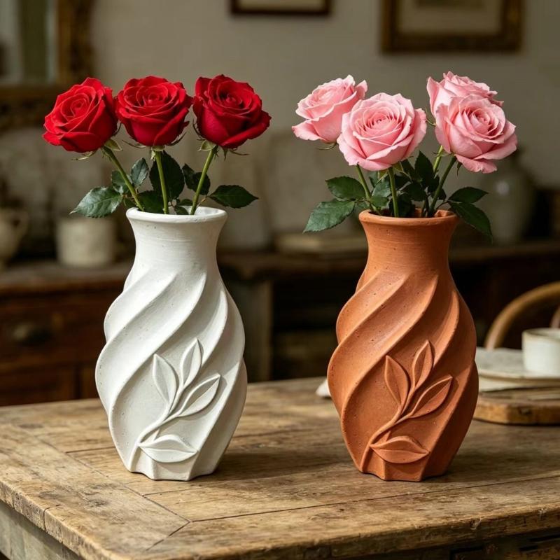 Reusable Silicone Resin Mold Easy Cleaning Leaf Pattern Vase Molds for Flower Pots Handmade Jewelry and Art Crafts