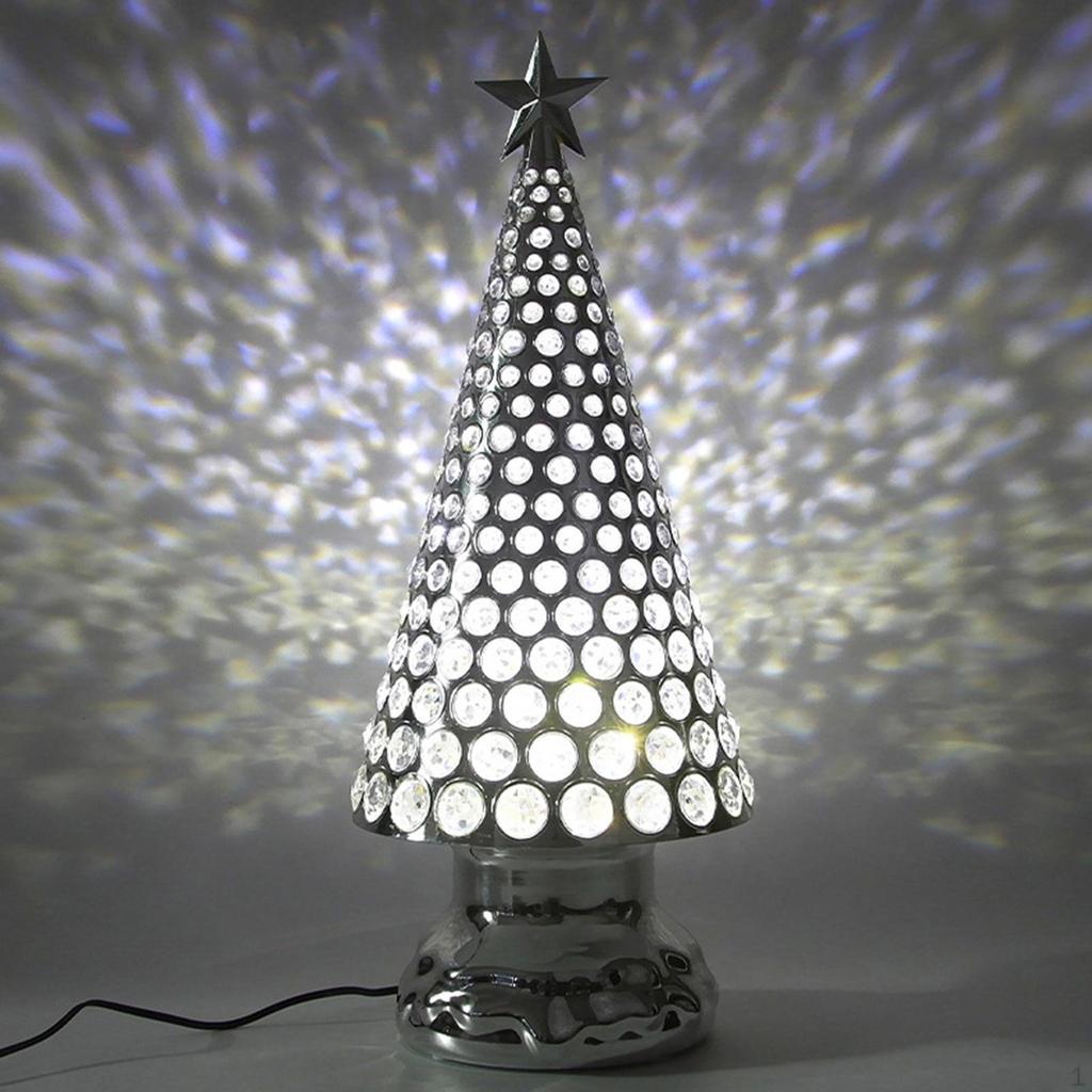 Christmas Table Decoration Room Decor Lighted Rotating Tabletop Tree with Star for Wedding