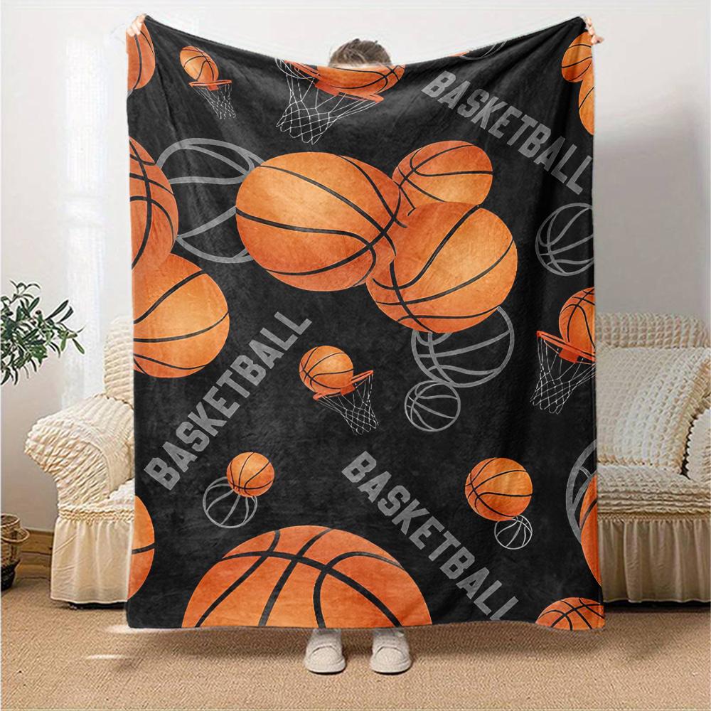 basketball Theme Printed Blanket - Perfect for Couch, Bed, Travel & Outdoor Use | Machine Washable, Cozy & Durable.
