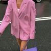 Dámský oversized blejzr s mašlí, klopový límec, dlouhý rukáv, ležérní sako, svrchní oděv