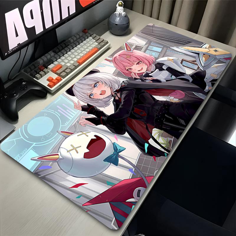 Large Gaming Mouse Pad with Antislip Base and Stitched EdgesAnime Girl with Big Gun Print Desk Mat for PC Laptop Gaming