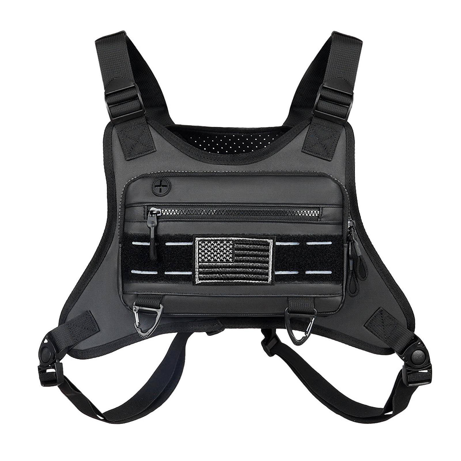 Lcauto Parts Men's Black Breathable Sports Chest Bag Water Resistant Reflective Front Running Vest Bag For