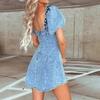 IHUASU Spring Summer Fashion Sexy Slim Denim Short Sleeve Dress for Women
