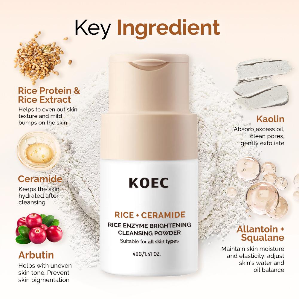 KOEC Rice Ceramide Cleansing Powder 40g Deep Clean Exfoliating Powder Pore Purifying Gentle Skincare