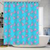 Geometric Teal Blue Shower Curtain Modern Abstract Triangle Pattern Bathroom Decor Waterproof Fabric Liner Set