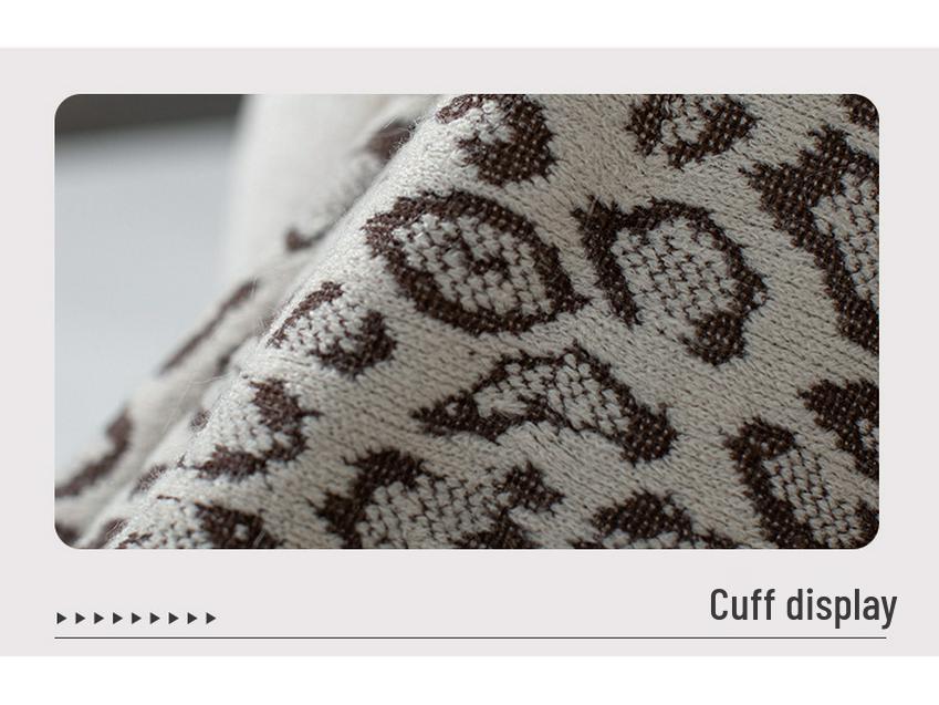 Leopard Print Fur Collar Knitted Cardigan: Autumn/Winter Batwing Sleeve Cape