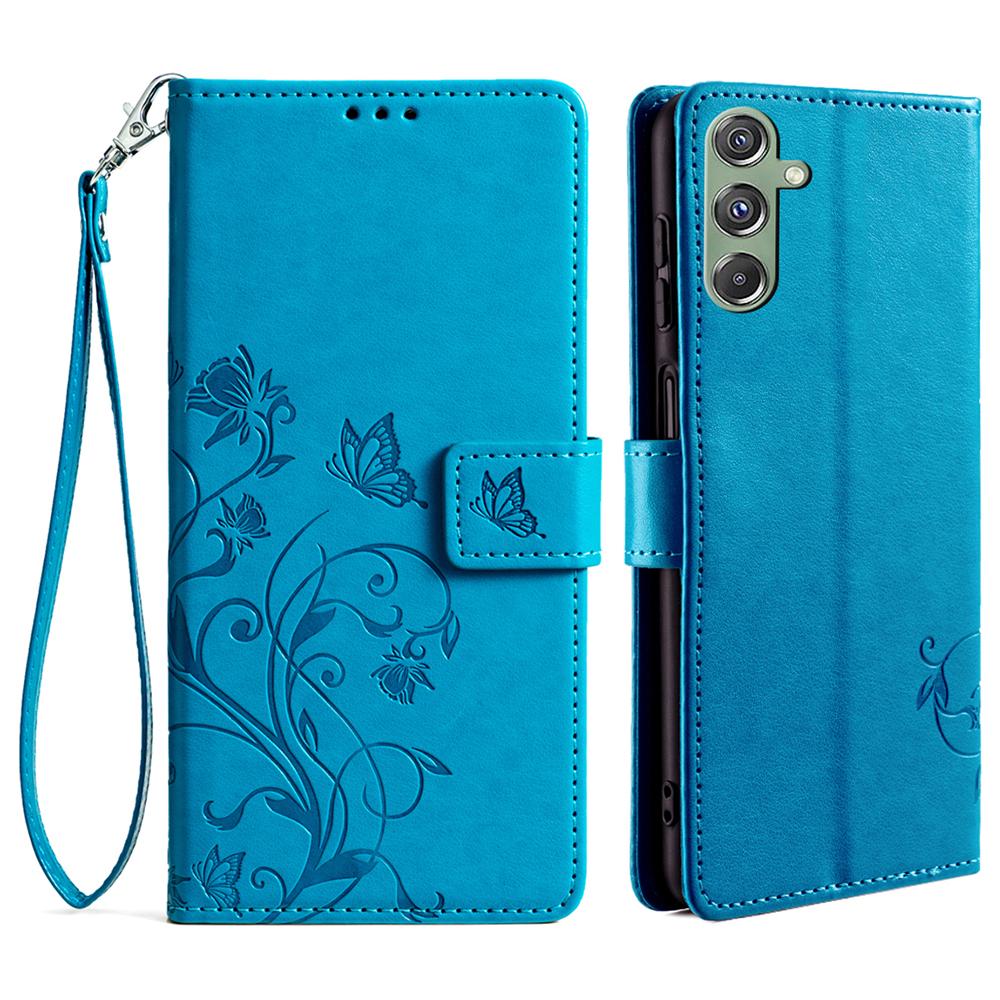 For Samsung Galaxy M34 5G/F34 5G Case PU Leather Card Slots Holder Pocket Butterfly Flower Phone Cover