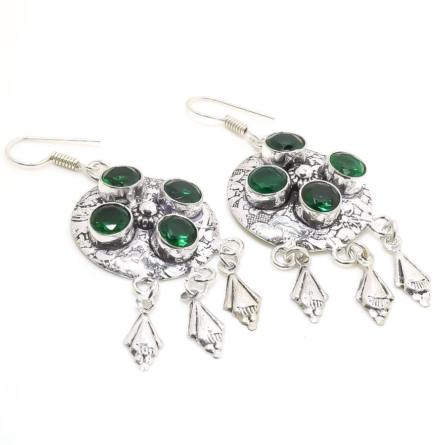 

Chrome Diopside Gemstone Handmade Anniversary Gift Earrings Jewelry 2.6 O8a04