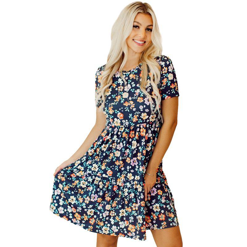 

Fashion Print Summer New Arrival Knee-Length Short Sleeve Dress LC6119023-P520 XL code fits (70.00 kg-75.00 kg