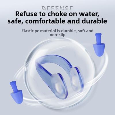Silicone Swimming Nose Clip and Earplug Set, Professional Anti-choking Nose Clip, Ear Anti-water InflowOne Size Fits All