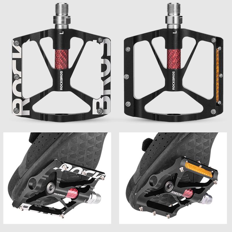 ROCKBROS Bicycle Pedals Alloy Bearings Cycling Pedals Platform Bike Flat Pedal Pedals Reflective Anti-slip MTB Bike Accessories