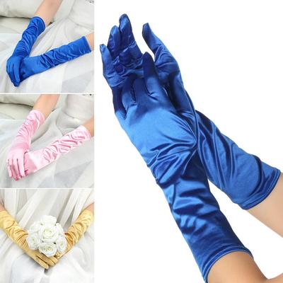 Bridal Wedding Elbow Wrist Stretch Satin Prom Costume Flapper Gloves Finger Long Gloves
