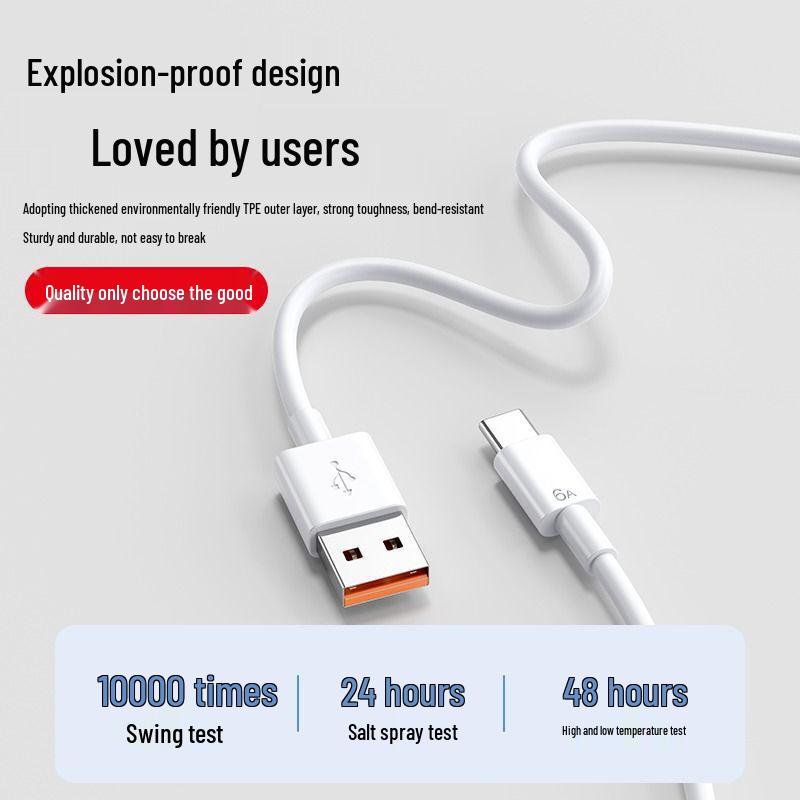 Kompatibles 66W Typ-C Super-Schnellladekabel für Huawei, Oppo, Honor, Vivo und universelle Android-Geräte.