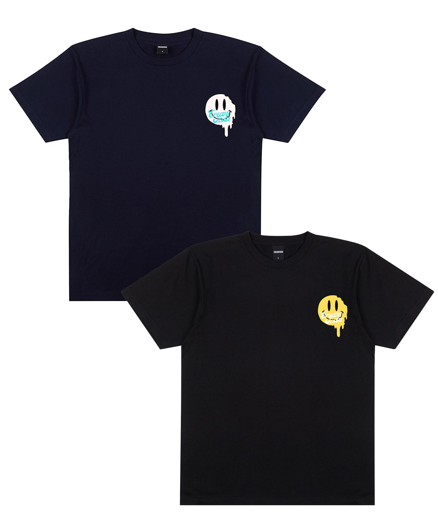Cream Soda Lab [2Pack] Lab Smile Flow Short Sleeve T-Shirt Black Navy Xl