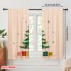 2pcs,2D plane printing Window Curtain Christmas tree_ gift box_ snowflake Durable 100% Polyester Fabric (without rod)