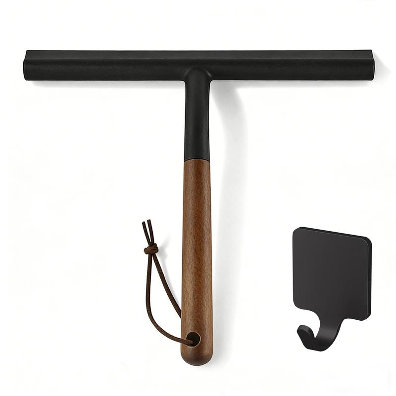 10'' INCH Shower Squeegee With Door Hook Window Wiper Wooden Handle Glass Car Household Hotel Cleaning Tools